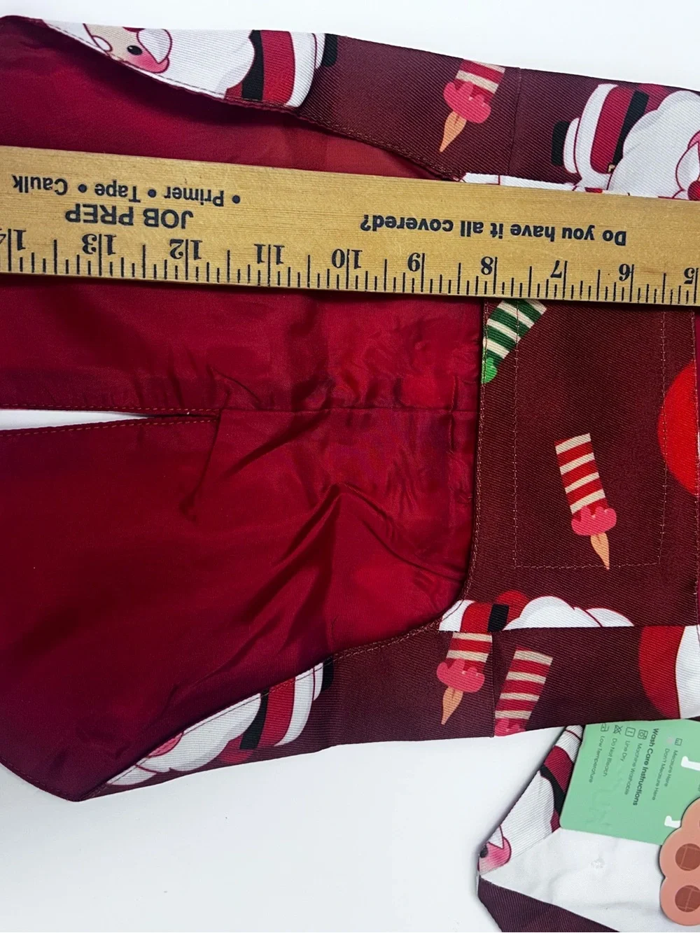 Santa Print Dog Tuxedo with Sequin Bow Tie - Burgundy medium